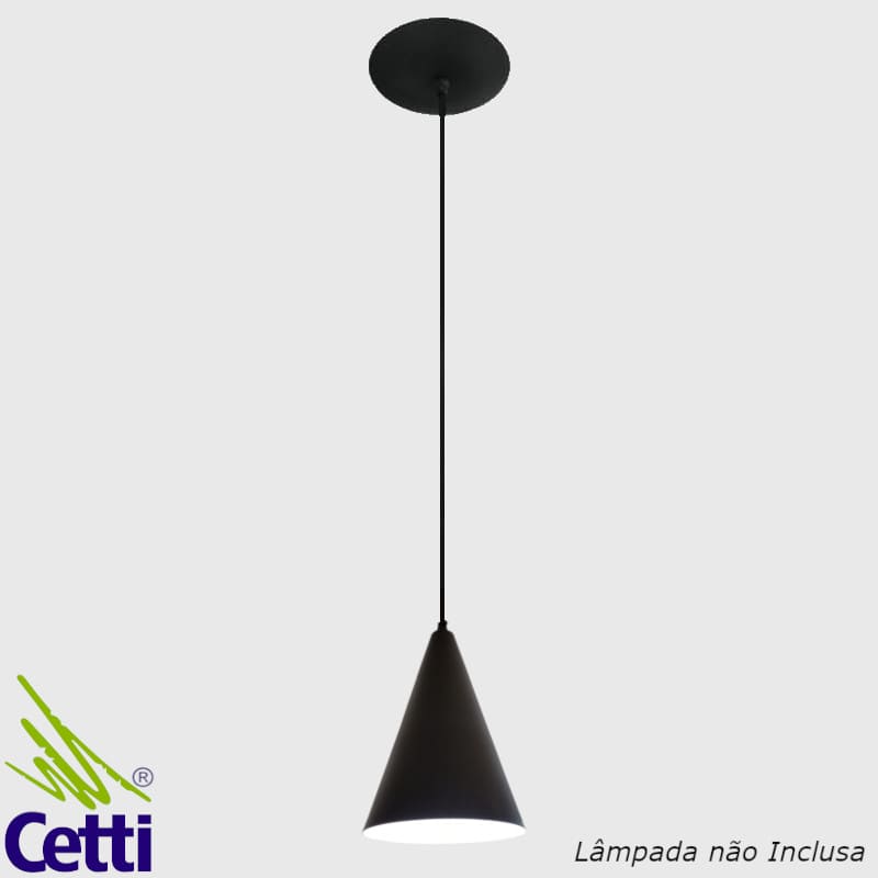 Lustre Pendente Preto e Branco p/ Cozinha Cone Nobre 6052 Lustre Pendente Preto e Branco p/ Cozinha Cone Nobre 6052