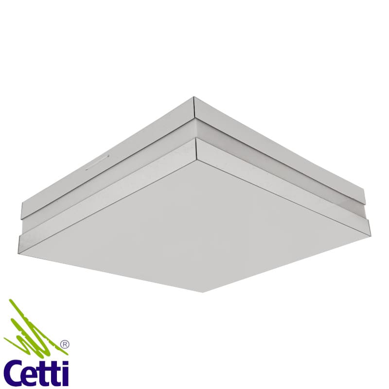 Luminária de Teto Plafon de Sobrepor Quadrado p/ Quarto Branco e Cromado Tualux 11651 Luminária de Teto Plafon de Sobrepor Quadrado p/ Quarto Branco e Cromado Tualux 11651