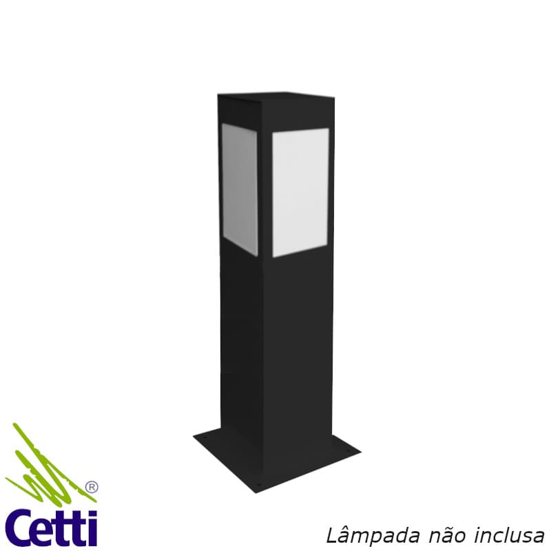 Luminária para Jardim Poste Balizador Preto em Alumínio Quadrado 50 cm Ideal PA150PT Luminária para Jardim Poste Balizador Preto em Alumínio Quadrado 50 cm Ideal PA150PT