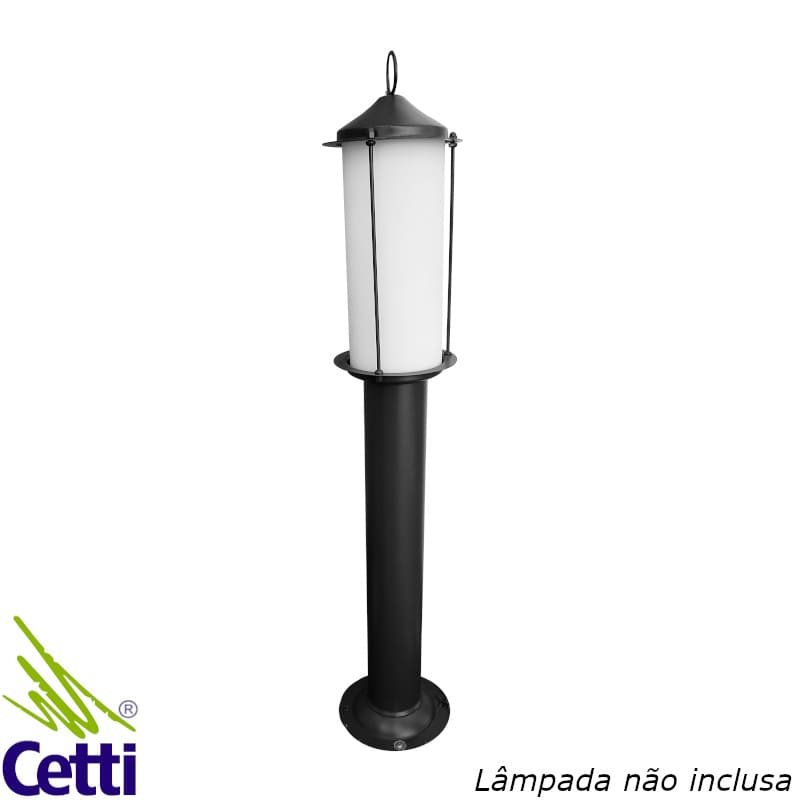 Luminária para Jardim Poste Balizador Preto em Alumínio Retro Ideal P41PT Luminária para Jardim Poste Balizador Preto em Alumínio Retro Ideal P41PT
