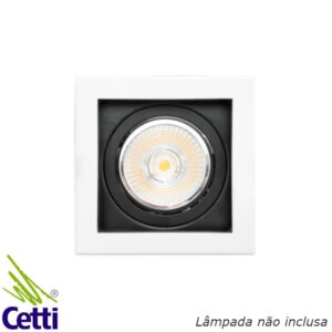 Spot de Embutir Recuado Preto e Branco Quadrado p/ AR70 Bella Conecta NS7701P