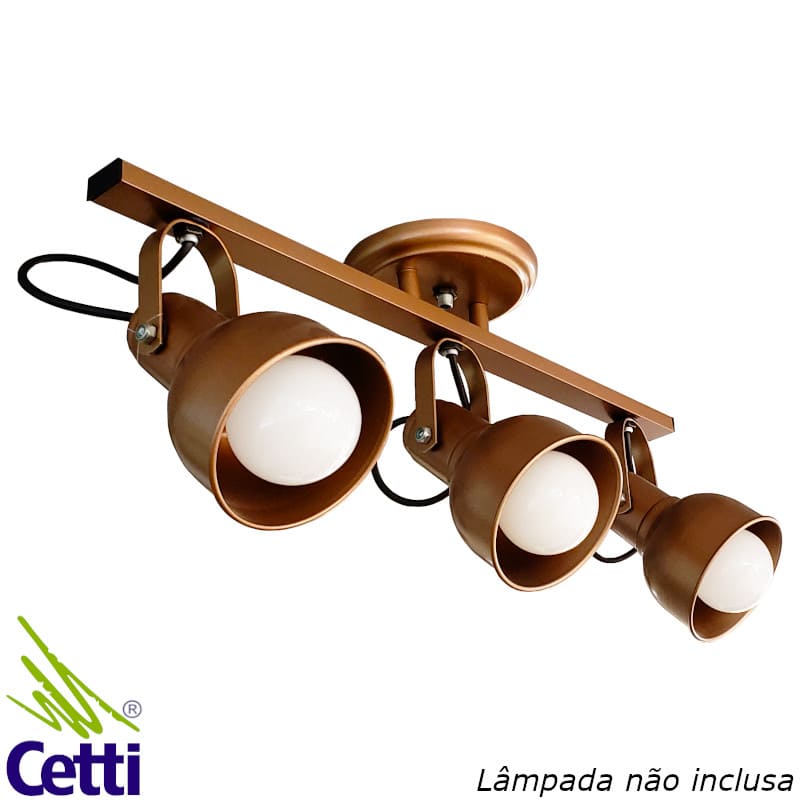 Trilho de Spots p/ 3 Lâmpadas Avelã E27 Itamonte 1141/3AV Trilho de Spots p/ 3 Lâmpadas Avelã E27 Itamonte 1141/3AV