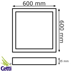 Cetti Materiais Elétricos 17 medidas-painel-quadrado-branco-sobrepor-60x60-40w