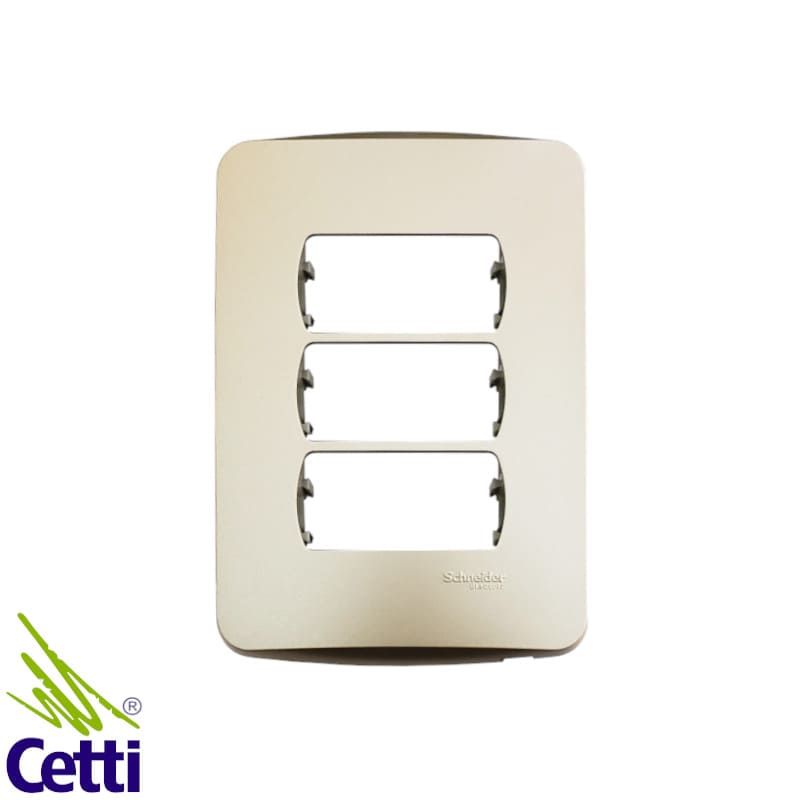 Placa 4x2 Dourada 3 Postos com Suporte Golden Miluz Schneider S3B77133 Placa 4x2 Dourada 3 Postos com Suporte Golden Miluz Schneider S3B77133