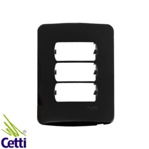 Placa 4x2 Preta 3 Postos com Suporte Miluz Schneider S3B77134