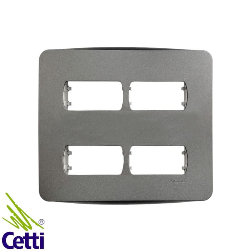 Placa 4x4 Grafite 4 Postos com Suporte Miluz Schneider S3B77441 Placa 4x4 Grafite 4 Postos com Suporte Miluz Schneider S3B77441