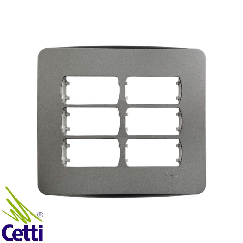 Placa 4x4 Grafite 6 Postos com Suporte Miluz Schneider S3B77461 Placa 4x4 Grafite 6 Postos com Suporte Miluz Schneider S3B77461
