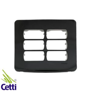Cetti Materiais Elétricos 17 Placa 4x4 Preta 6 Postos com Suporte Miluz Schneider S3B77464