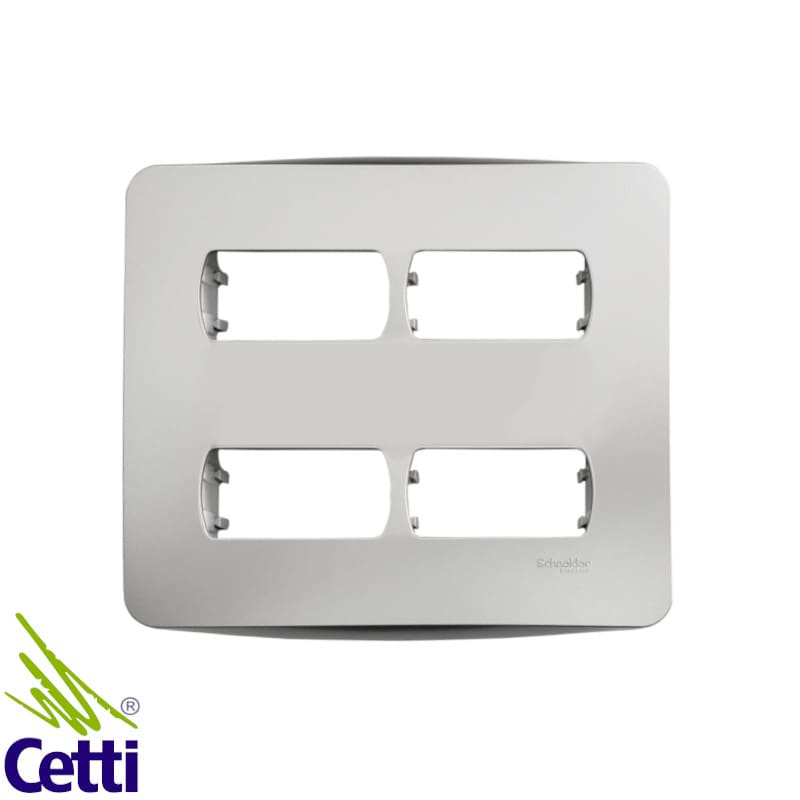 Placa 4x4 Prata 4 Postos com Suporte Aluminium Miluz Schneider S3B77442 Placa 4x4 Prata 4 Postos com Suporte Aluminium Miluz Schneider S3B77442