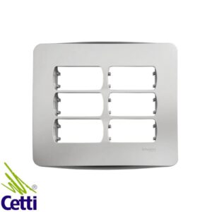 Placa 4x4 Prata 6 Postos com Suporte Aluminium Miluz Schneider S3B77462