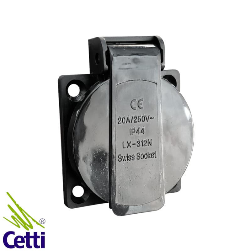 Tomada de Embutir para Painel com Tampa 2P+T 20A Preta Tomada de Embutir para Painel com Tampa 2P+T 20A Preta