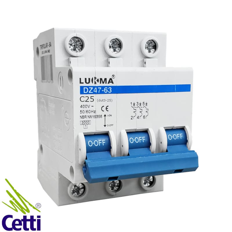 Disjuntor Tripolar 25A Lukma LK-25 Disjuntor Tripolar 25A Lukma LK-25