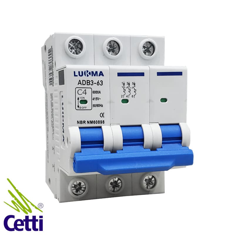 Disjuntor Tripolar 4A Lukma LK-4 Disjuntor Tripolar 4A Lukma LK-4