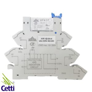 Relé Auxiliar Slim Mola 220Vca 1NA-NF 6A com Acoplador Proauto PR-41F-1Z-C4-4