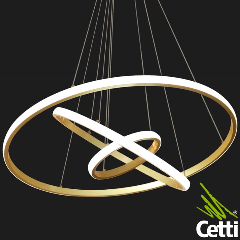 Lustre Moderno Anéis LED Dourado 45W Nitrolux LP400D Lustre Moderno Anéis LED Dourado 45W Nitrolux LP400D