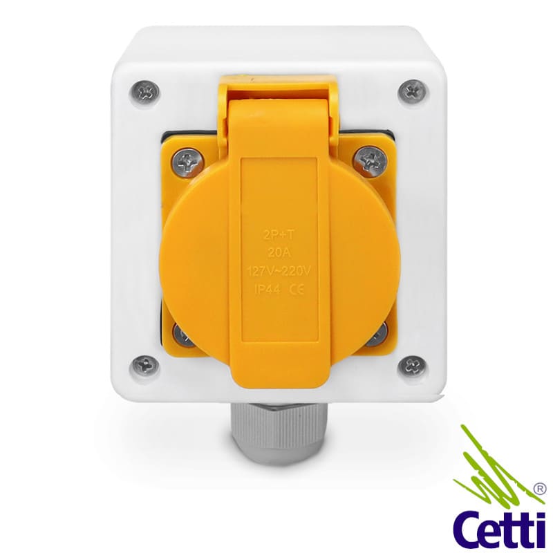 Tomada 20A 2P+T Amarela Fixação em Trilho DIN ou Sobrepor CXB-TSBE-AM Tomada 20A 2P+T Amarela Fixação em Trilho DIN ou Sobrepor CXB-TSBE-AM