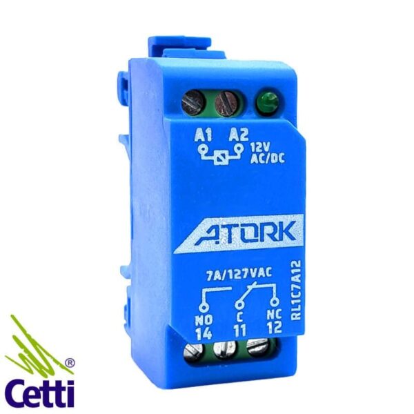 Relé Auxiliar 110VCA 1NA-NF 7A Atork RL1C7A127 - Cetti Materiais Elétricos