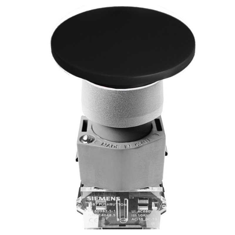 Botão Cogumelo Preto 1NA Siemens 3SB7130-1BC10-1BA0 Botão Cogumelo Preto 1NA Siemens 3SB7130-1BC10-1BA0