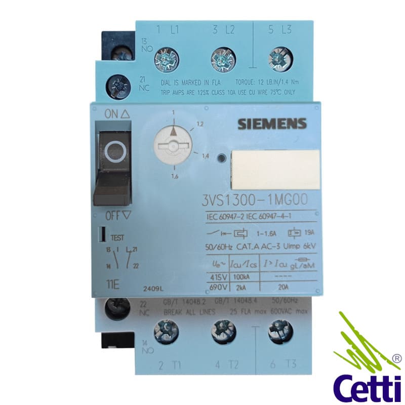 Disjuntor Motor Siemens 1 a 1,6A 1NA 1NF 3VS1300-1MG00 Disjuntor Motor Siemens 1 a 1,6A 1NA 1NF 3VS1300-1MG00