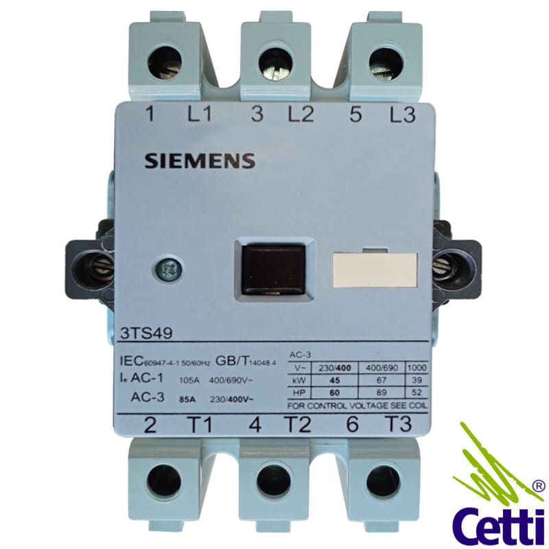 Contator Siemens Tripolar 85A 220VCA 2A 2NF 3TS4922-0AN2 Contator Siemens Tripolar 85A 220VCA 2A 2NF 3TS4922-0AN2