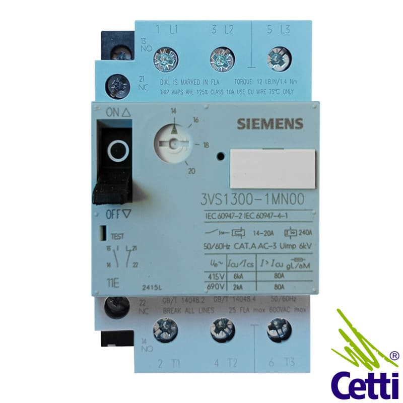 Disjuntor Motor Siemens 14 a 20A 1NA 1NF 3VS1300-1MN00 Disjuntor Motor Siemens 14 a 20A 1NA 1NF 3VS1300-1MN00