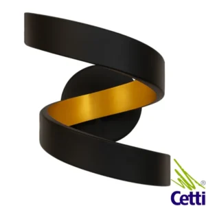 Cetti Materiais Elétricos 38 Arandela LED espiral preta e dourada iluminação parede interna