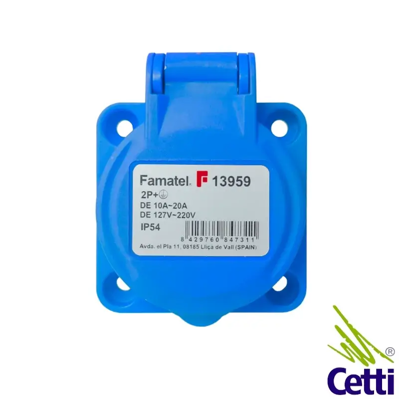 tomada-industrial-embutir-2P-T-10A-20A-azul-110V-220V-IP54-Famatel-13959 tomada industrial de embutir 2P+T 10A 20A Azul Famatel