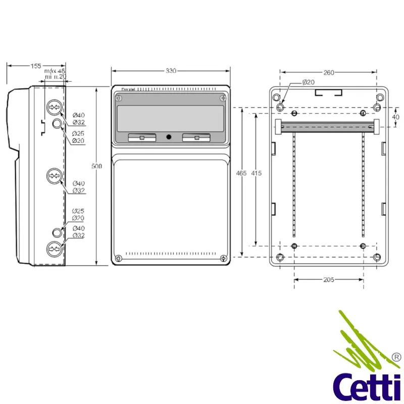 medidas-caixa-famatel-3952-desenho-mecanico medidas desenho mecanico tecnico caixa famatel 3952